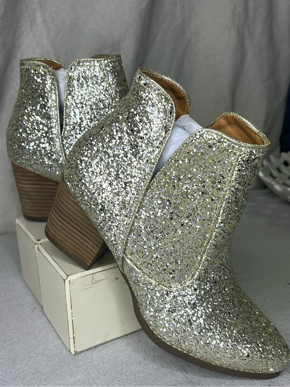 Not Rated Glitter Ankle Boots - Silver Sparkle Women's Booties size 10